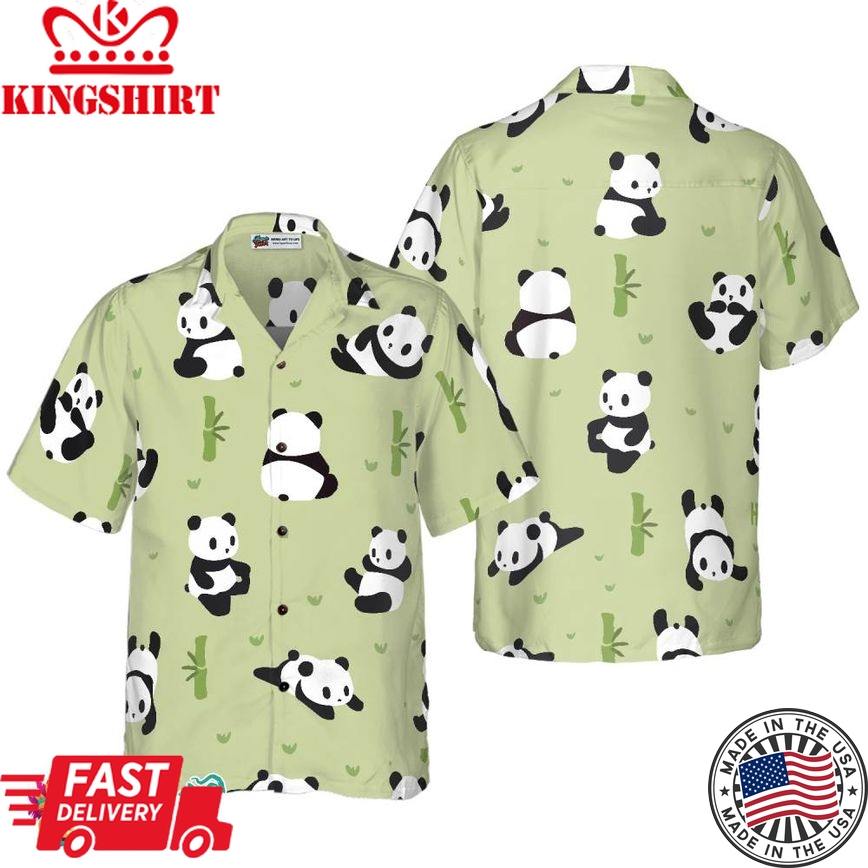 Panda Leaf Pattern Hawaiian Shirt