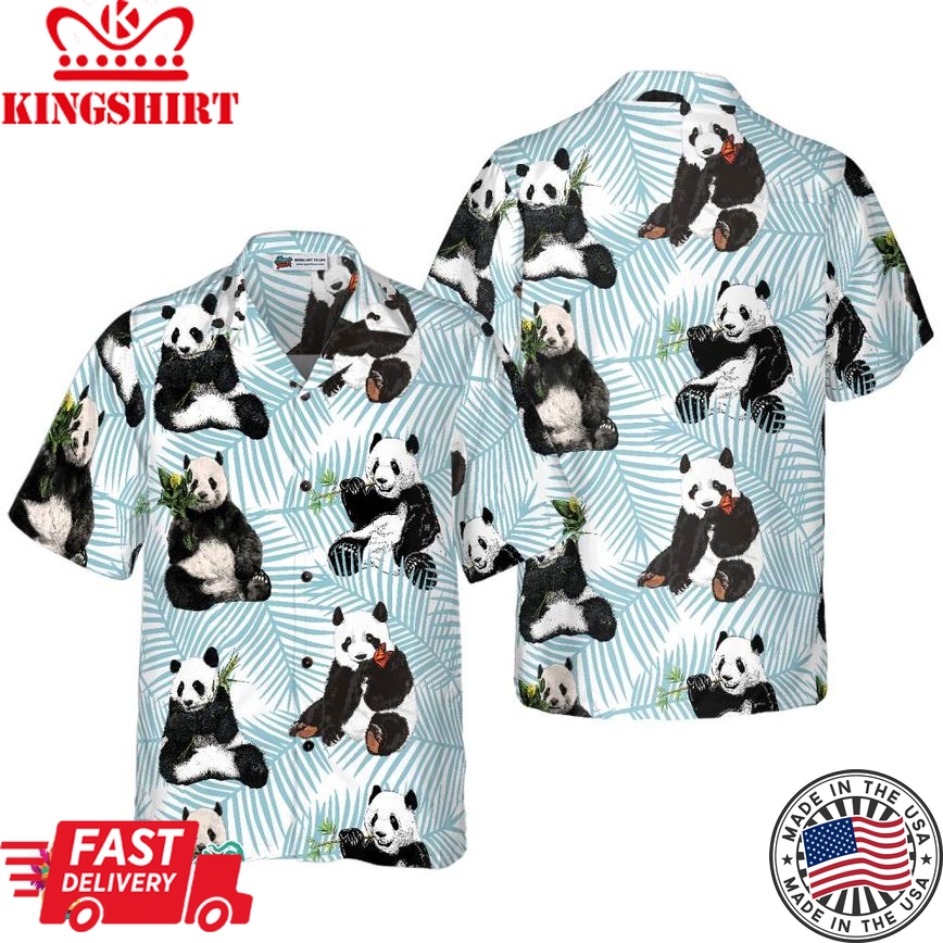 Panda On Palm Leaves Hawaiian Shirt