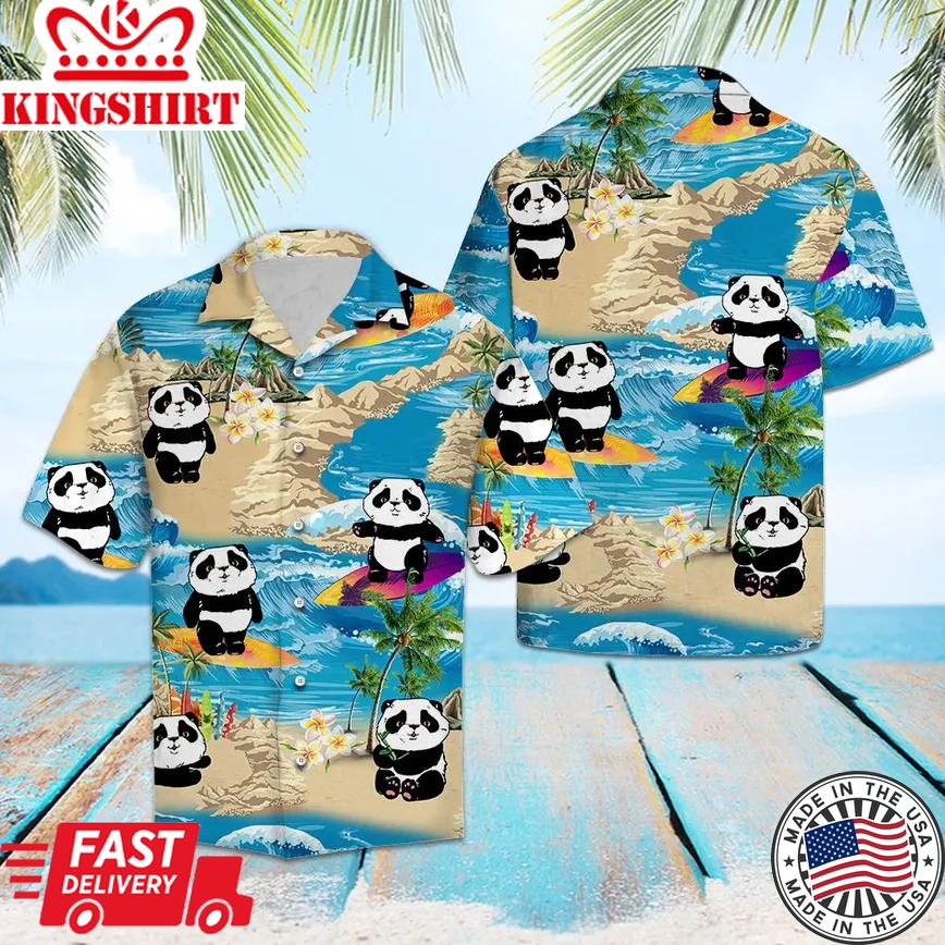 Panda Summer Vacation Trendy Hawaiian Shirt, Panda Lover Trendy Hawaiian Shirt For