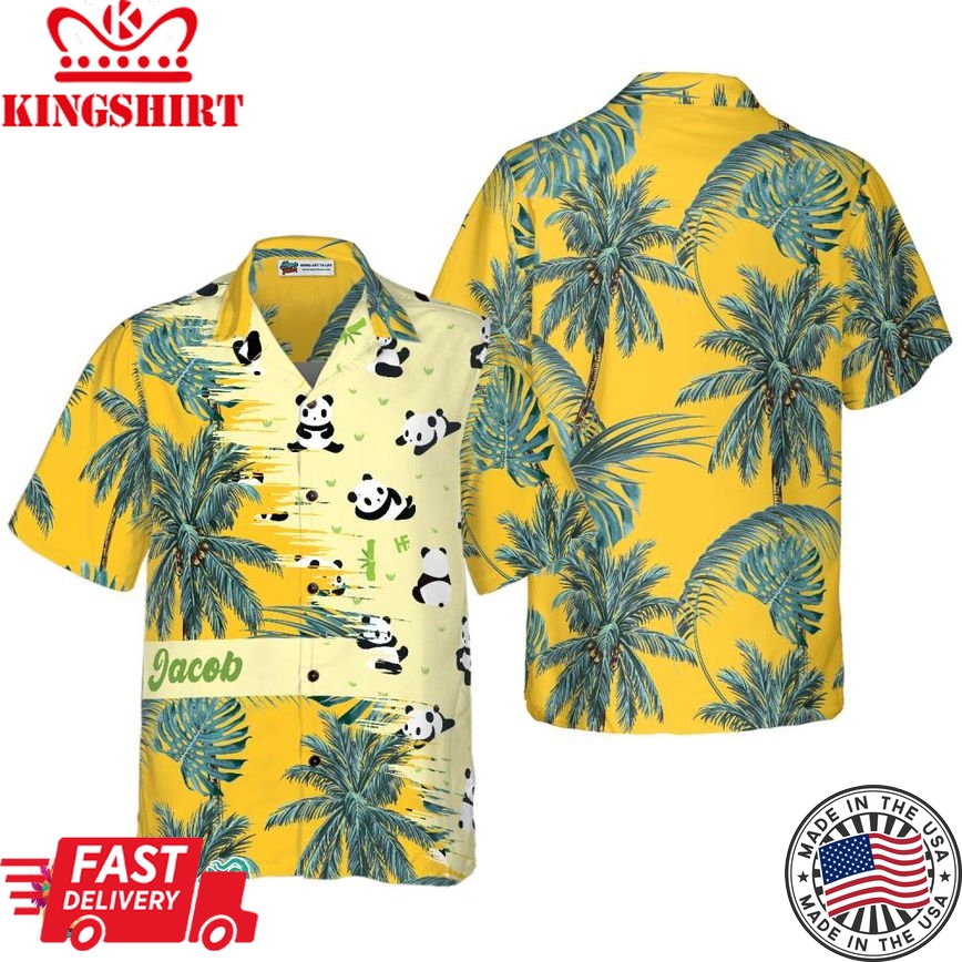 Panda Yellow Tropical Custom Hawaiian Shirt