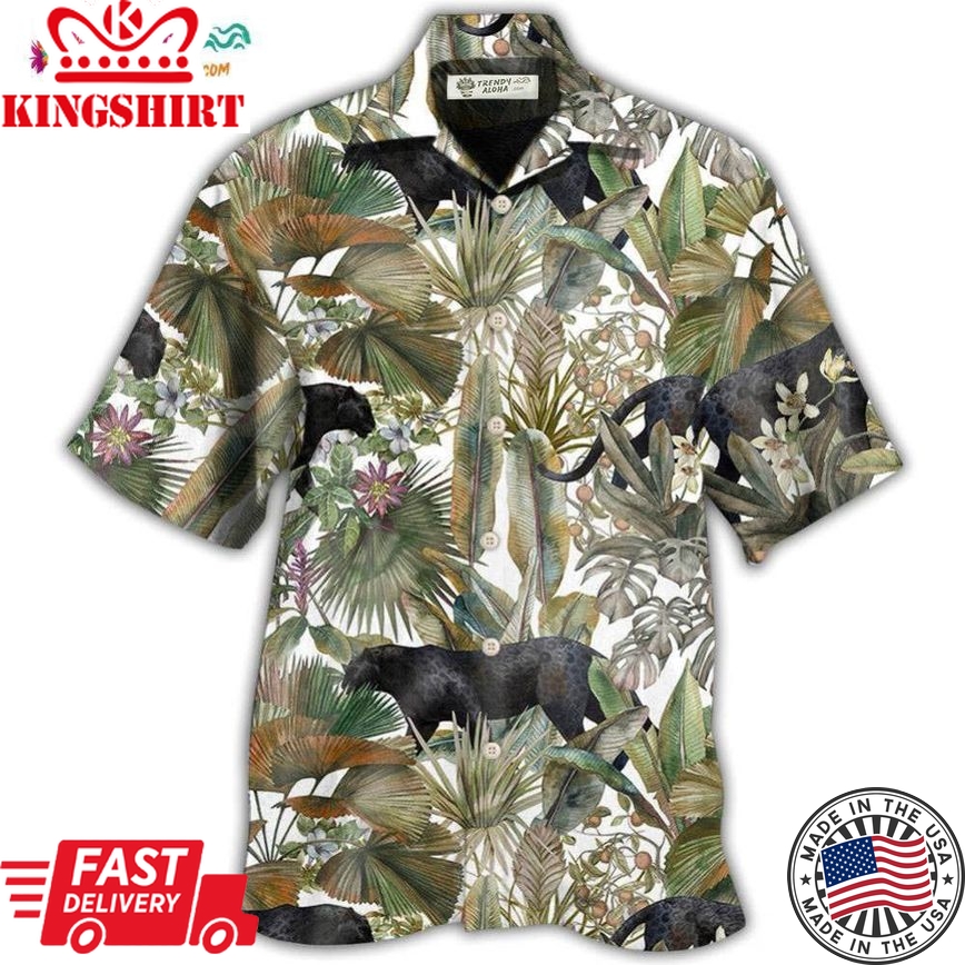 Panther Tropical Leaf Hawaiian Shirt