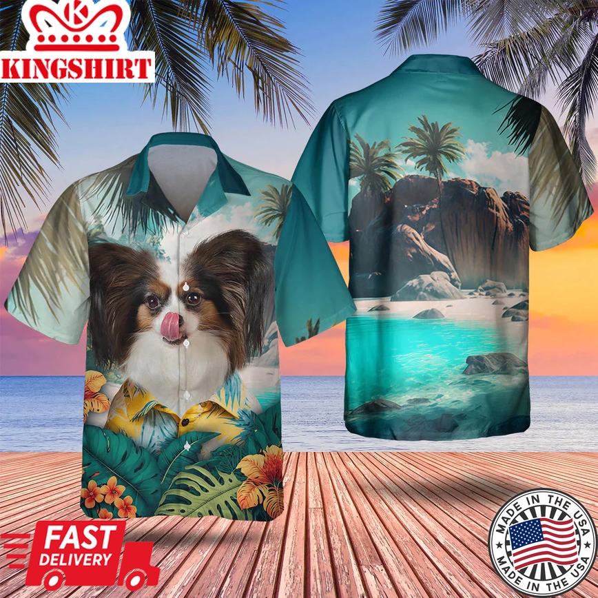 Papillon Dog Trendy Hawaiian Shirt, Dog Lover Trendy Hawaiian Shirt, Summer Trendy Hawaiian Shirt For Men And Women