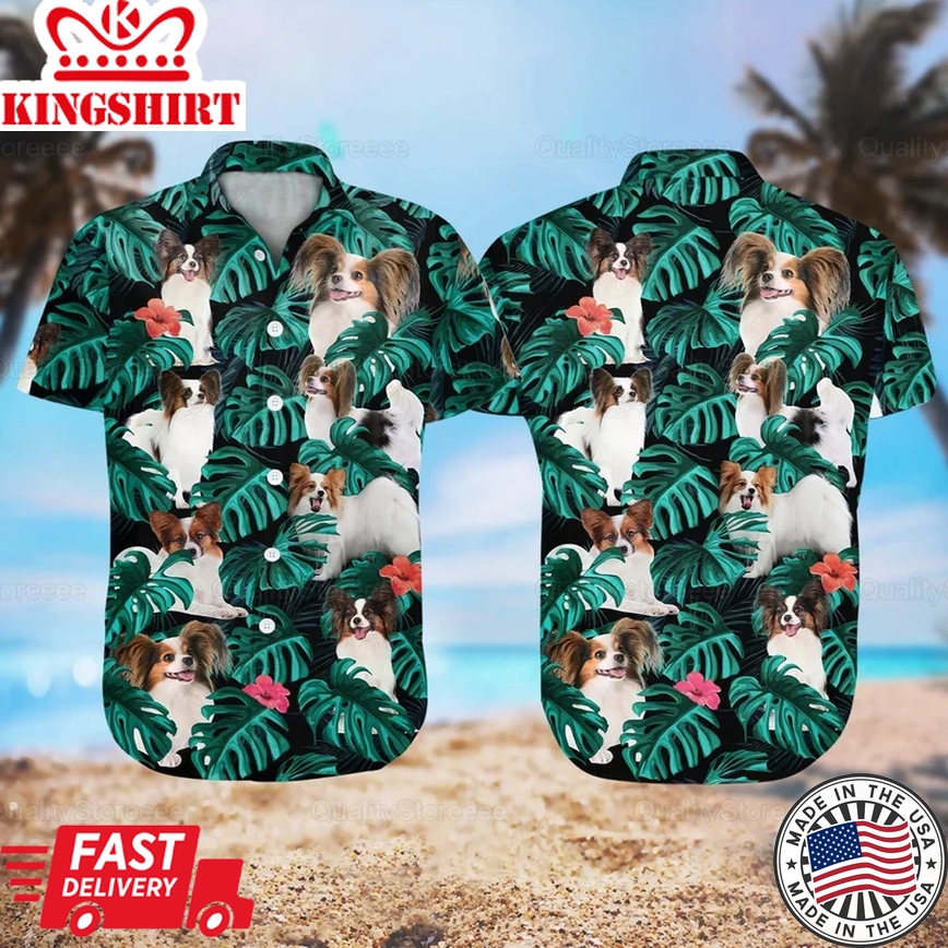 Papillon Hawaii Shirt, Papillon Tropical Hawaii Shirts For Men, Trendy Hawaiian Shirts