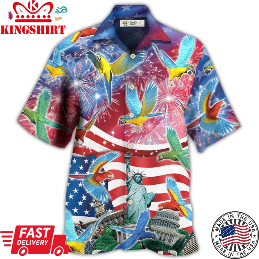 Parrot America Flag Independence Day Hawaiian Shirt