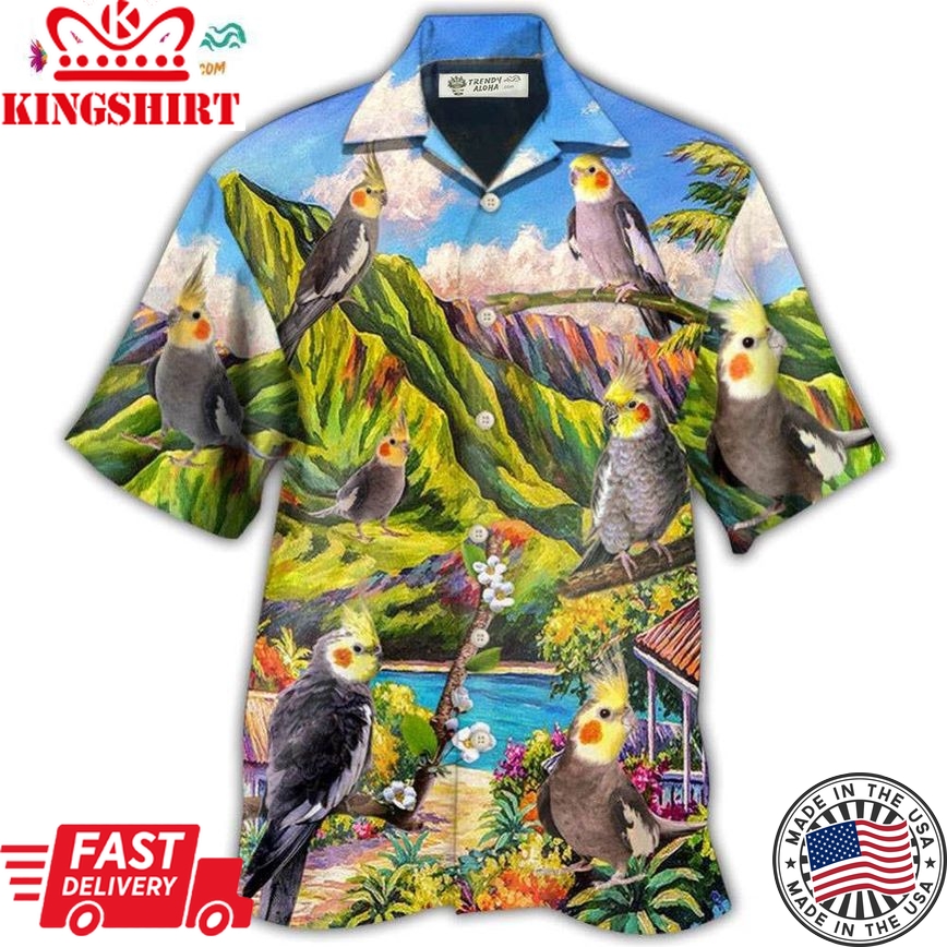 Parrot Cockatiel Beautiful Landscape Hawaiian Shirt