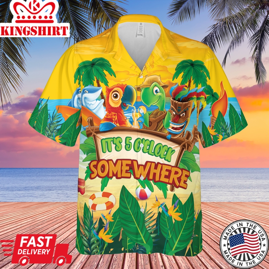 Parrot It's 5 O'Clock Somewhere Trendy Hawaiian Shirt For Aloha Shirt