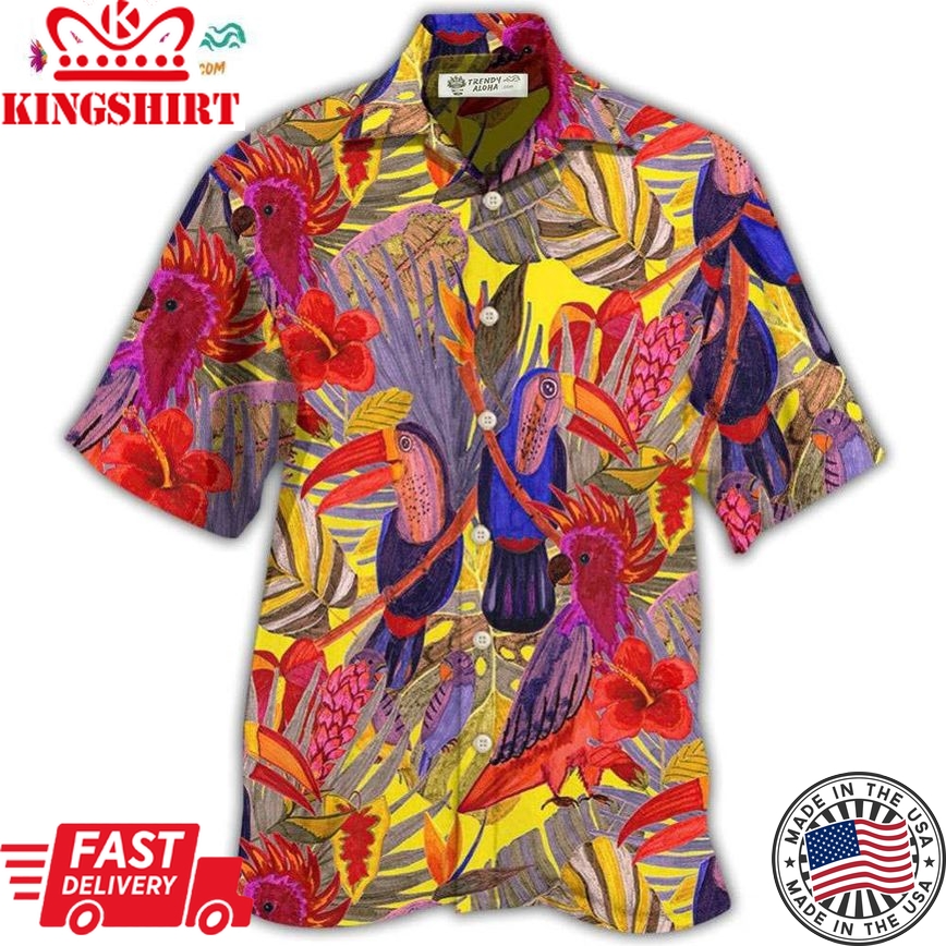 Parrot Tropical Birds Color Hawaiian Shirt