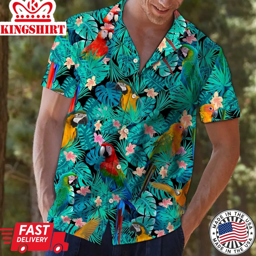 Parrot Tropical Trendy Hawaiian Shirt, Parrot Lover Trendy Hawaiian Shirt For