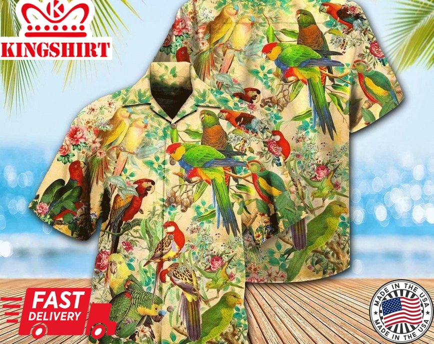 Parrot Vintage Interesting - Trendy Hawaiian Shirt, Aloha Tropical Hawaii Shirt, Gift For Family, Hawaiian Set Gift, Funny Trendy Hawaiian Shirt.