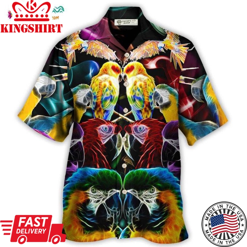 Parrot Wild Animal Neon Colorful Hawaiian Shirt