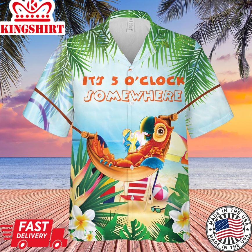 Party Parrot It's 5 O'Clock Somewhere Trendy Hawaiian Shirt For Aloha Shirt