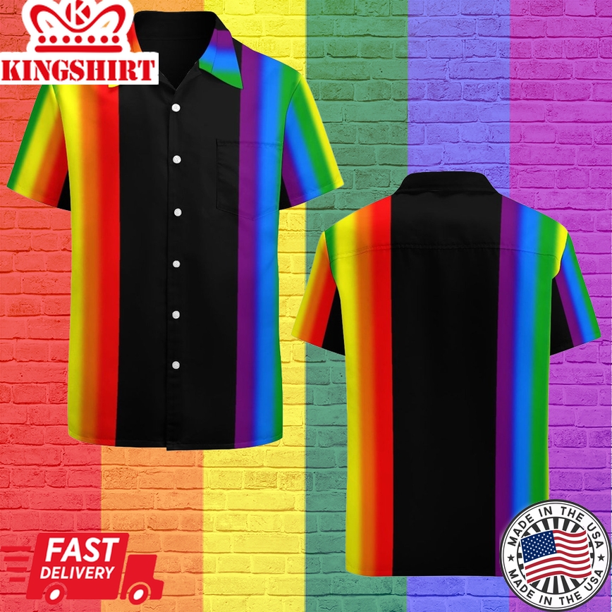 Pastel Rainbow Stripes Gay Pride Lgbt Support Hawaiian Vintage Shirt