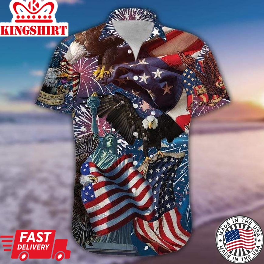 Patriot 4Th Of July Hawaii Shirt American Flag Eagle Independence Day Celebration Hawaiian Aloha Shirt