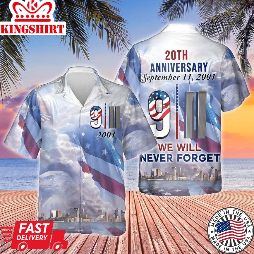 Patriot Day Hawaiian Shirt September 11Th 20 Years Anniversary Blue Sky Hawaii Aloha Shirt September 11Th Hawaii Shirt