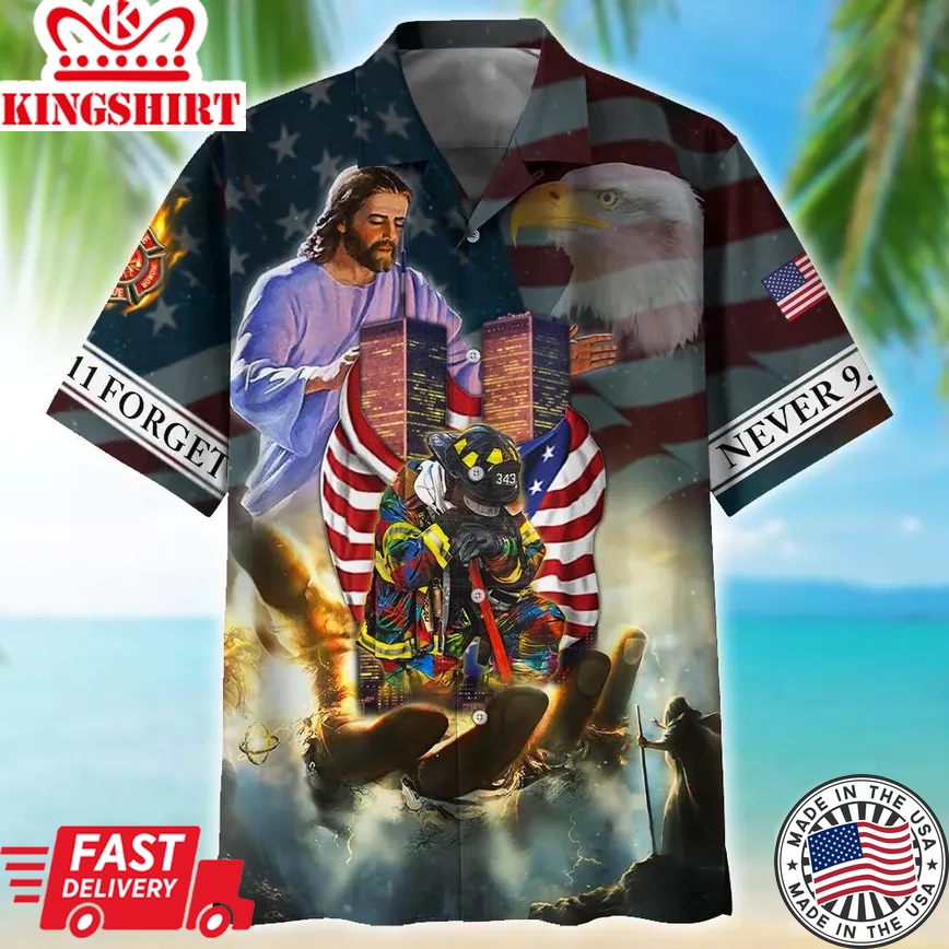 Patriot Day Trendy Hawaiian Shirt September 11 In The Hand Of God Hawaii Aloha Shirt September 11Th Hawaii Shirt Patriot Day Apparel