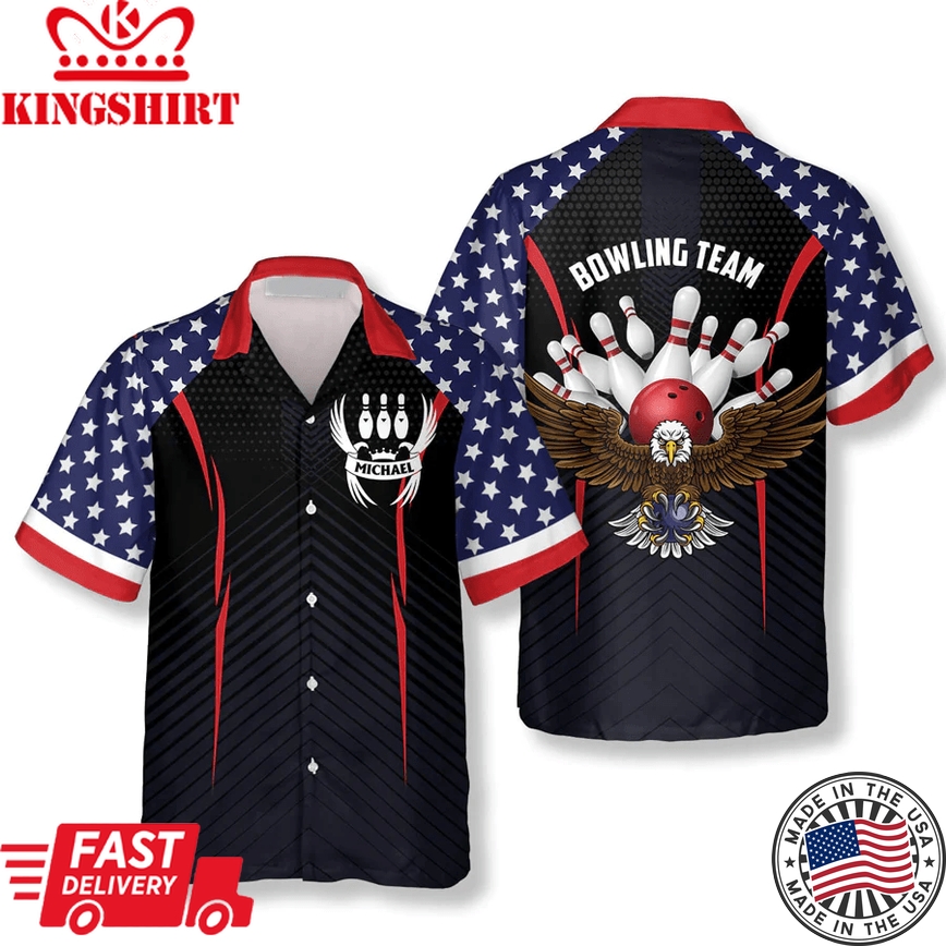 Patriotic American Flag Eagle Custom Bowling Trendy Hawaiian Shirt