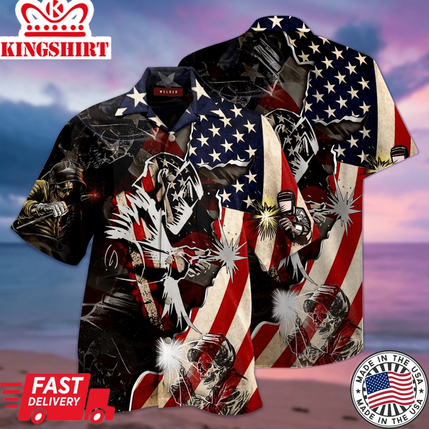 Patriotic Welder Trendy Hawaiian Shirt