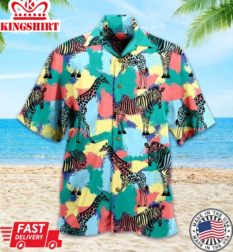 Pattern Zebra Colorful Trendy Hawaiian Shirt 3D