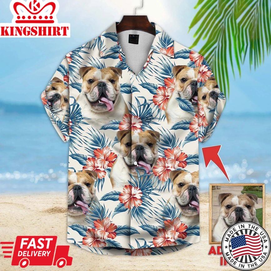 Pawsome Blossoms: Custom Photo Dog Floral Hawaiian Shirt