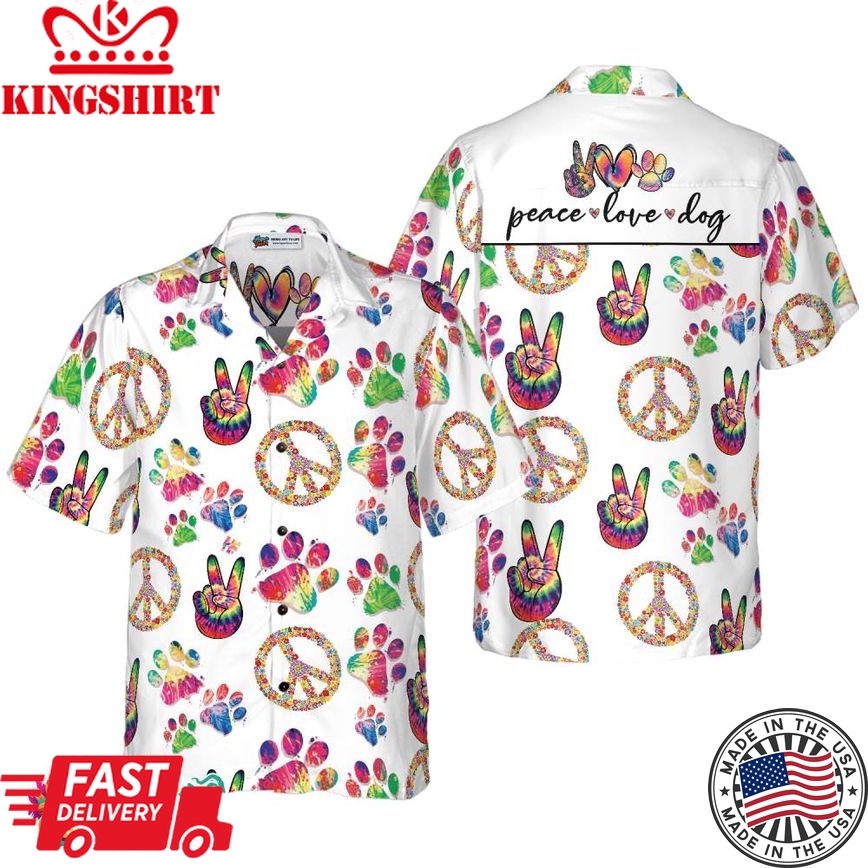 Peace Love Dog Hawaiian Seamless Hawaiian Shirt