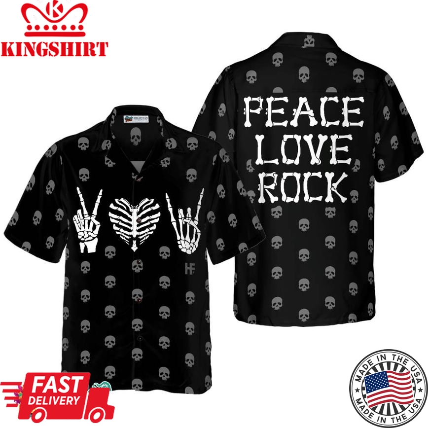 Peace Love Rock Goth Hawaiian Shirt