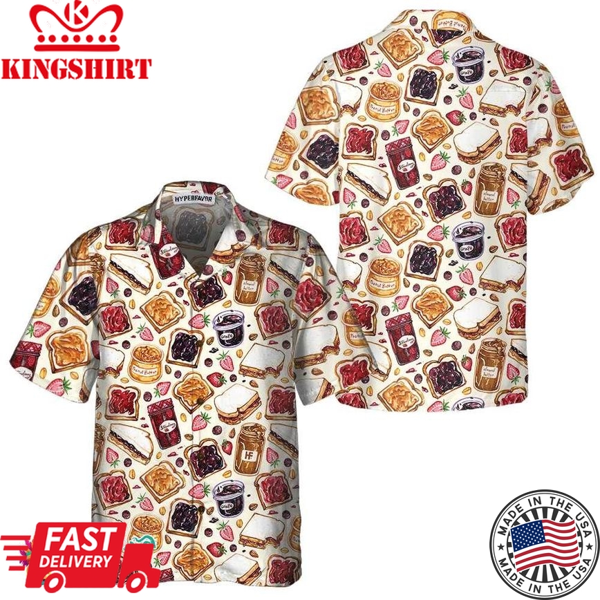 Peanut Butter And Jelly Hawaiian Shirt, Funny Peanut Butter Shirt, Gift For Peanut Butter Lovers