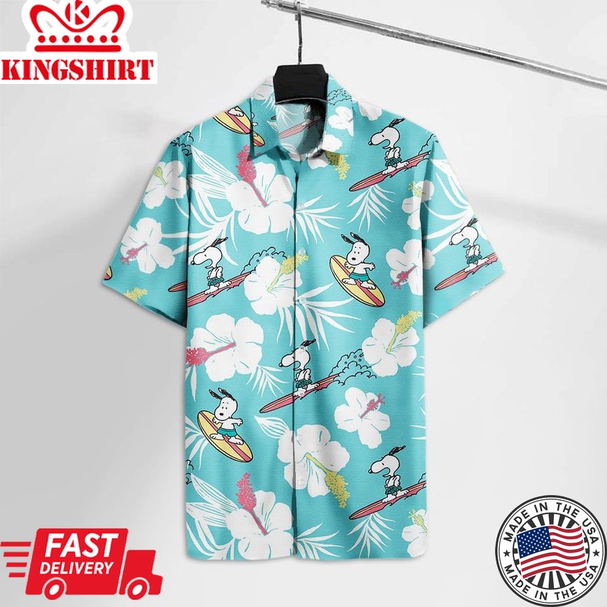 Peanut Hawaiian Shirt Peanut Beagle Surfing Summer Hawaii Tshirt Cute Peanut Aloha Shirt