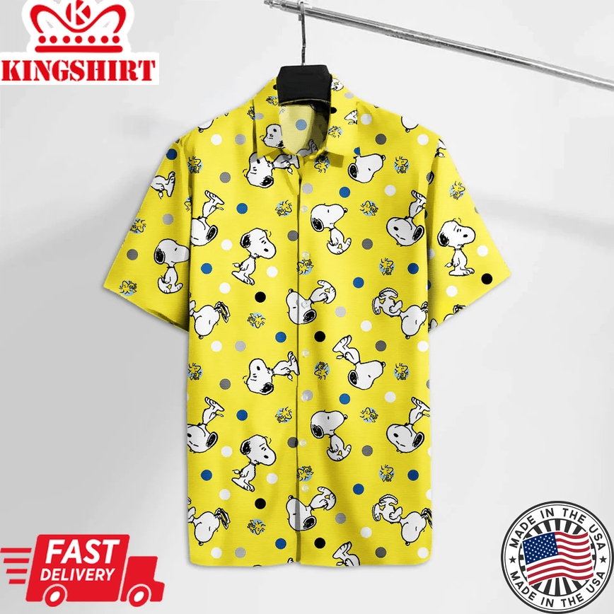 Peanut Trendy Hawaiian Shirt Peanut Beagle And His Friend Yellow Hawaii Tshirt Cute High Quality Peanut Aloha Shirt 2022