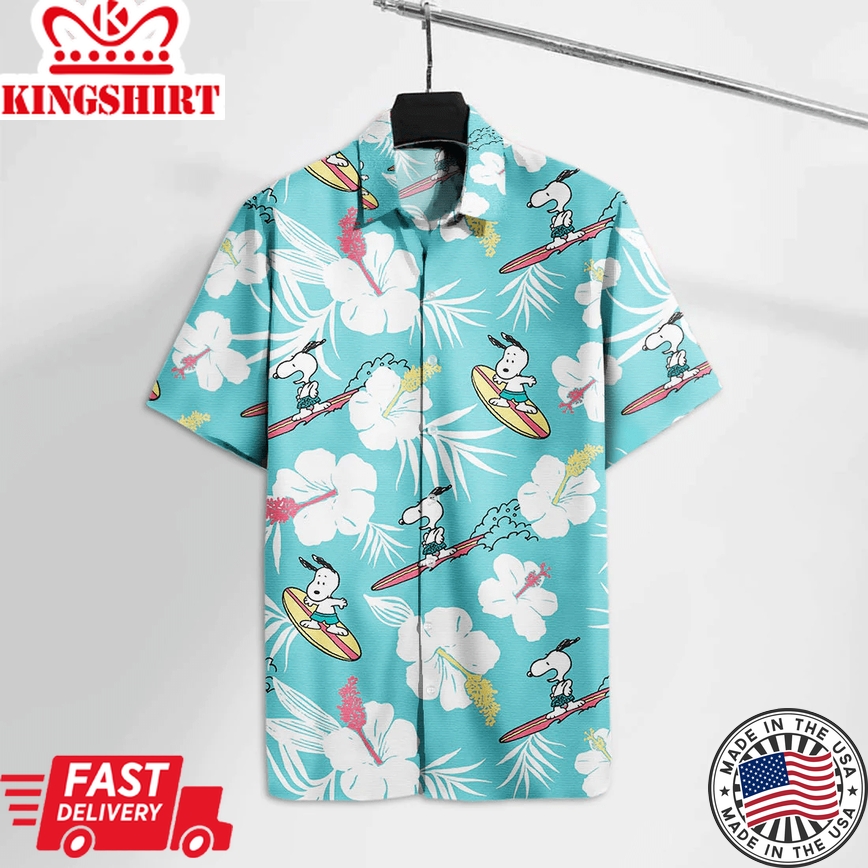 Peanut Trendy Hawaiian Shirt Peanut Beagle Surfing Summer Hawaii Tshirt Cute High Quality Peanut Aloha Shirt 2022