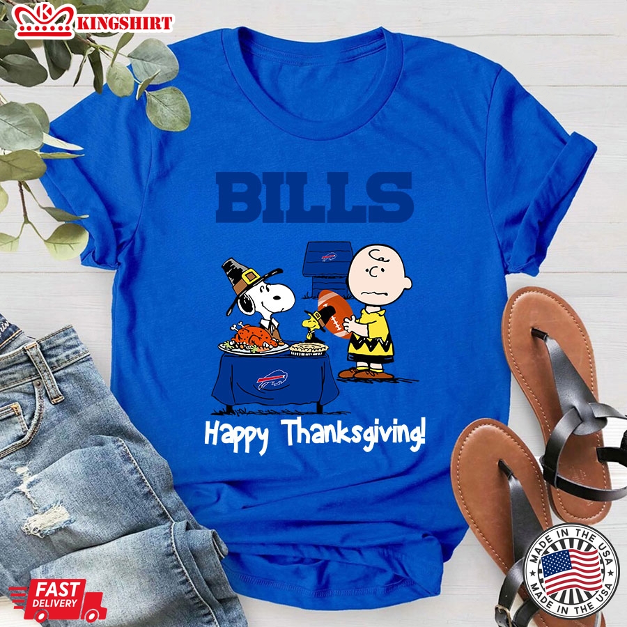 Peanuts Buffalo Bills Football Happy Thanksgiving T-Shirt