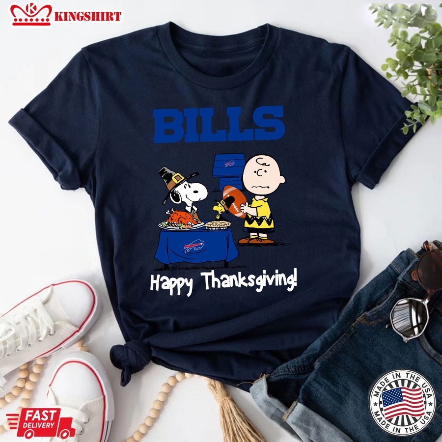 Peanuts Buffalo Bills Football Happy Thanksgiving T-Shirt