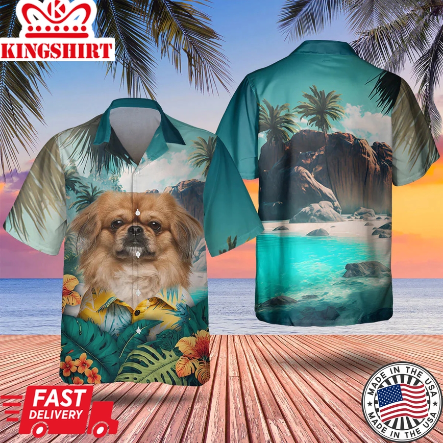 Pekingese Tropical Trendy Hawaiian Shirt, Dog Lover Trendy Hawaiian Shirt, Summer Gift For Men And Women