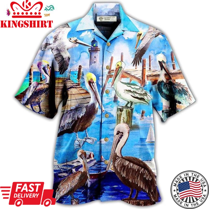 Pelican Animals Love Beach And Beach Love Them Too Much Hawaiian Shirt