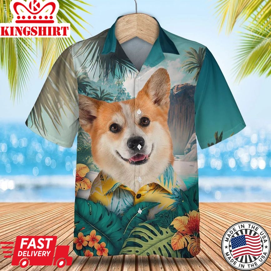 Pembroke Welsh Corgi Paradise Breeze - Embrace the Tropical Vibes with this Trendy Hawaiian Shirt