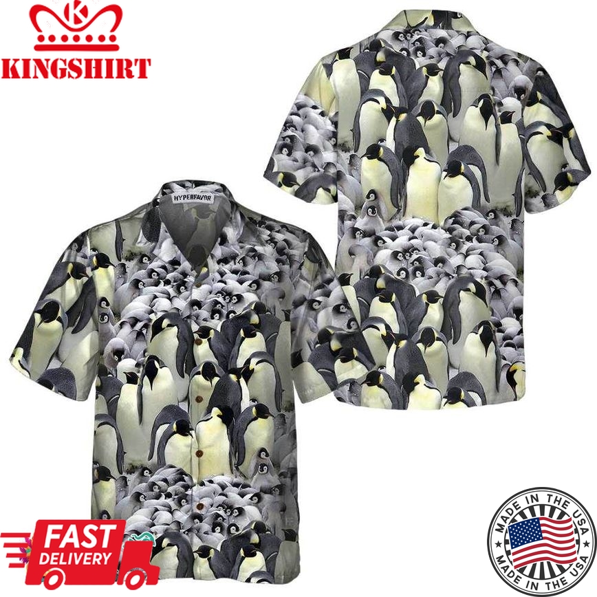 Penguin 3D Printed Hawaiian Shirt, Cool Penguin Shirt For Men, Penguin Themed Gift Idea