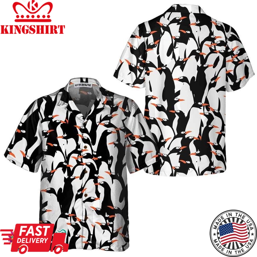 Penguin Colony Hawaiian Shirt, Cool Penguin Shirt For Men, Penguin Themed Gift Idea