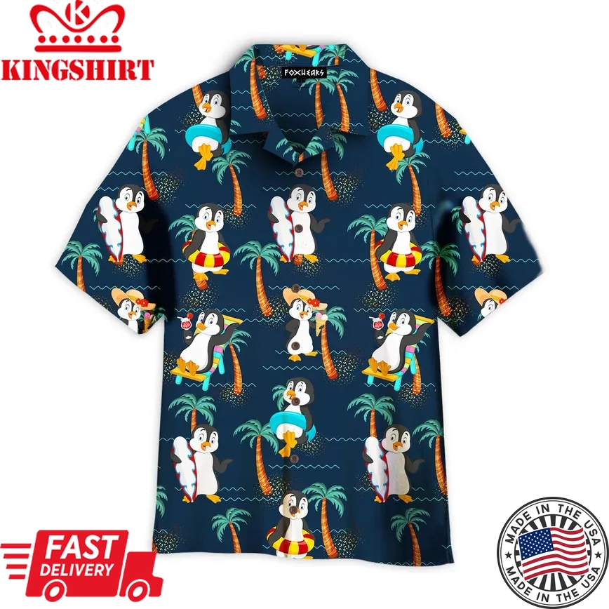 Penguin On Summer Vacation Trendy Hawaiian Shirt