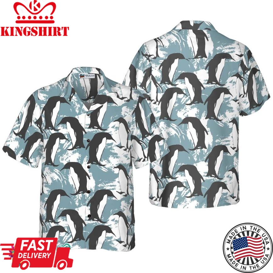 Penguin Seamless Pattern Shirt For Men Hawaiian Shirt