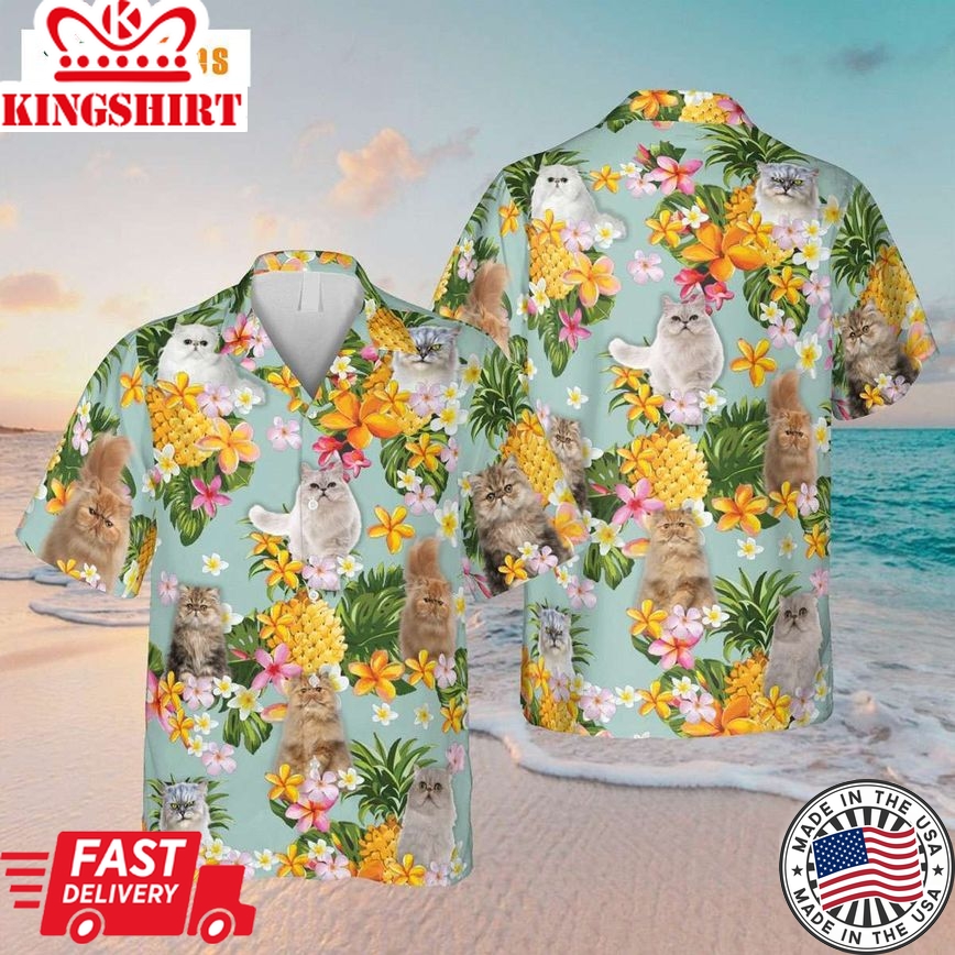 Persian Cats Yellow Pineapple, Cat Trendy Hawaiian Shirt Perfect Gifts For Your Loved Ones