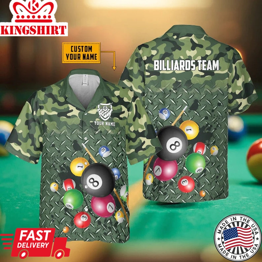 Personalized Billiards Camo Soldiers Style Trendy Hawaiian Shirt