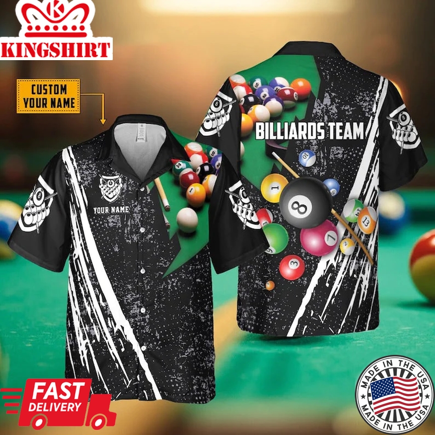 Personalized Billiards Team All Over Print 3D Trendy Hawaiian Shirt