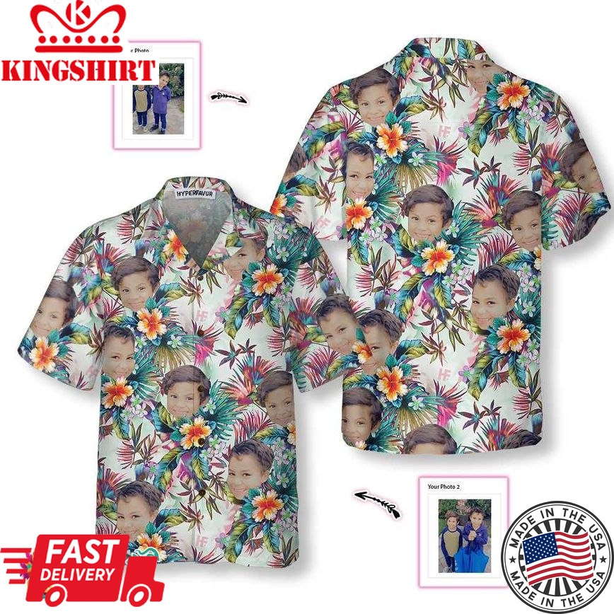 Personalized Custom Face With Tropical Flowers Hawaiian Shirt