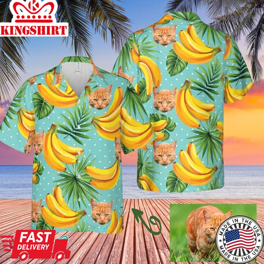 Personalized Face Tropical Leaves Pet Face On Hawaiian Shirt, Custom Funny Cat Dog, Party Summer Gifts Hawaiian Shirt