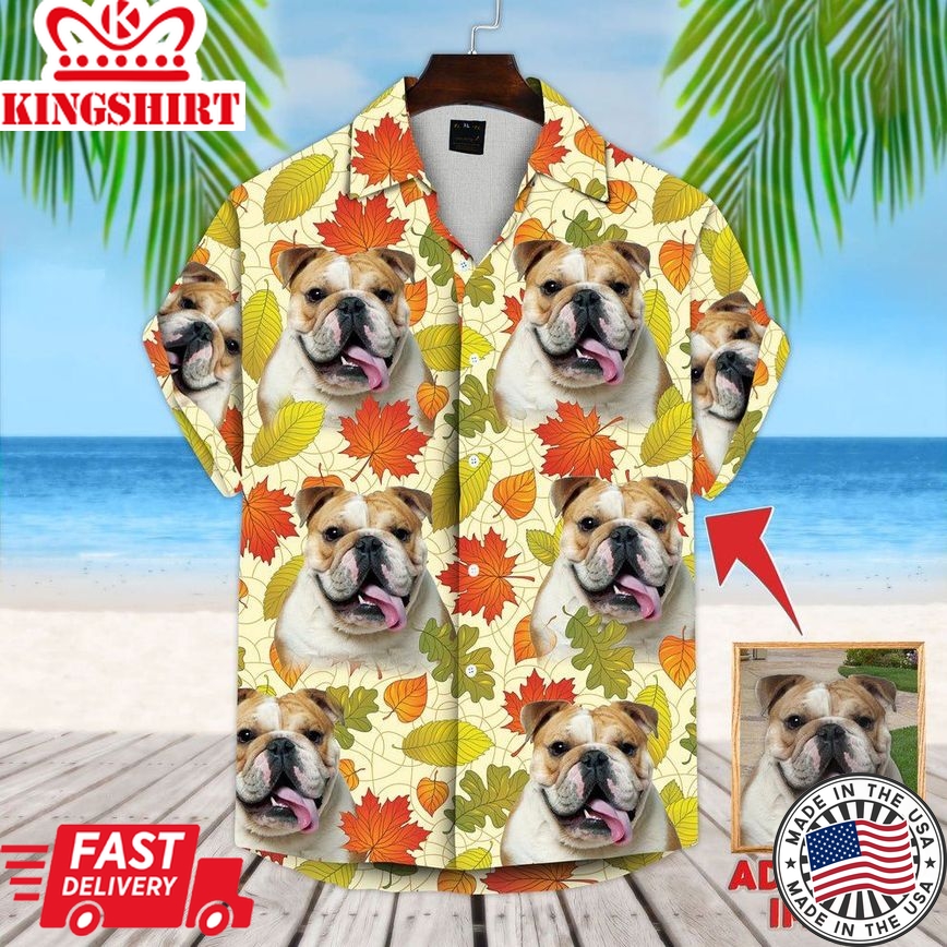 Personalized Gift For Pet Lovers Leaves Pattern Cream Color Hawaiian Shirt