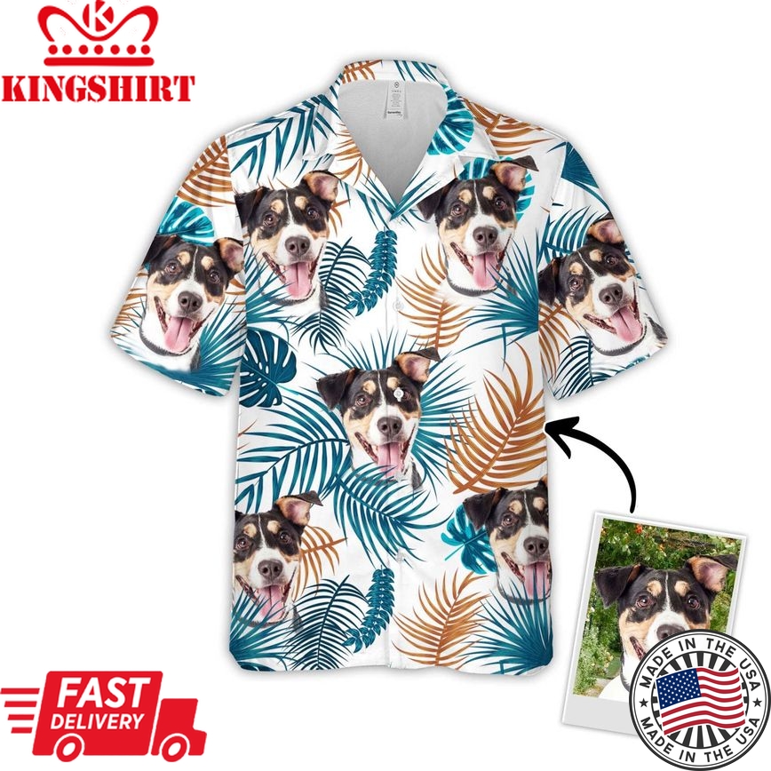 Personalized Gift For Pet Lovers Leaves Pattern White Color Hawaiian Shirt