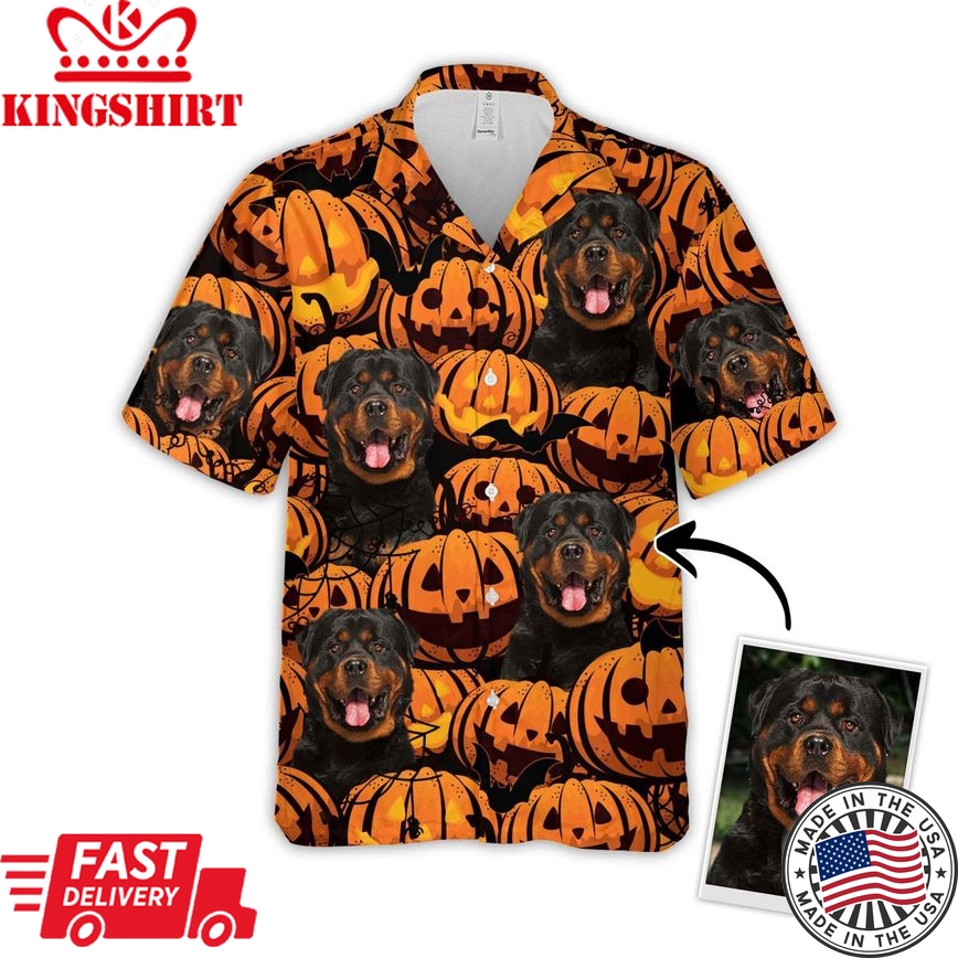 Personalized Gift For Pet Lovers Pumpkin Pattern Black Color Hawaiian Shirt