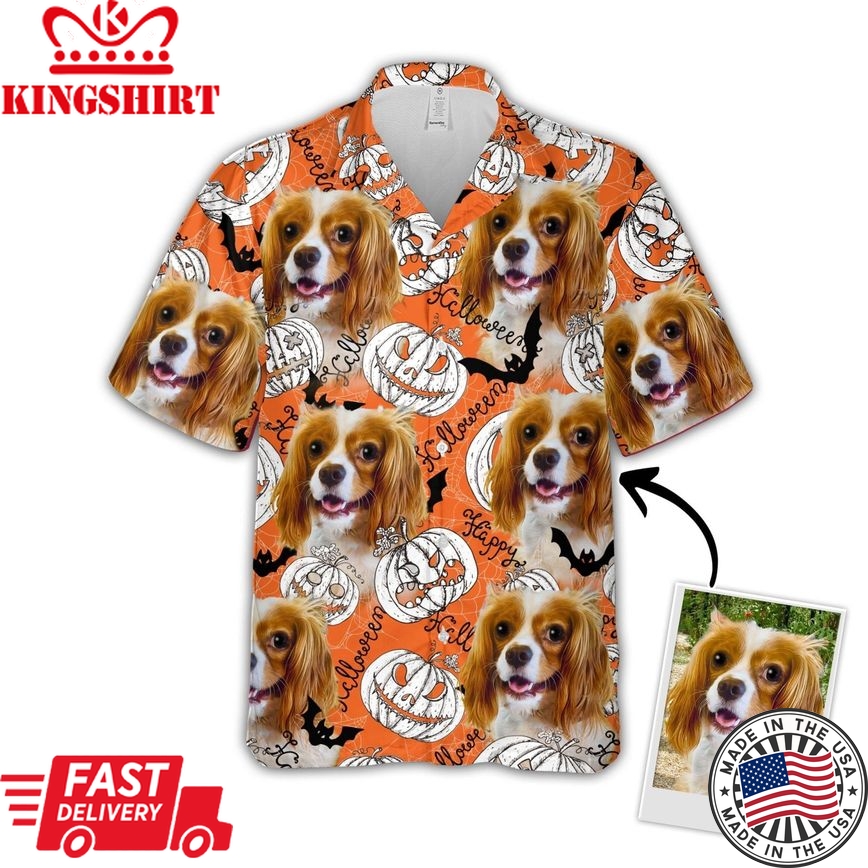 Personalized Gift For Pet Lovers Pumpkin Pattern Neon-Orange Hawaiian Shirt