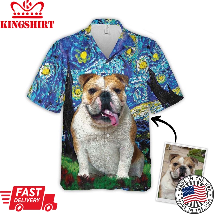 Personalized Gift For Pet Lovers Starry Night Pattern Blue Color Hawaiian Shirt