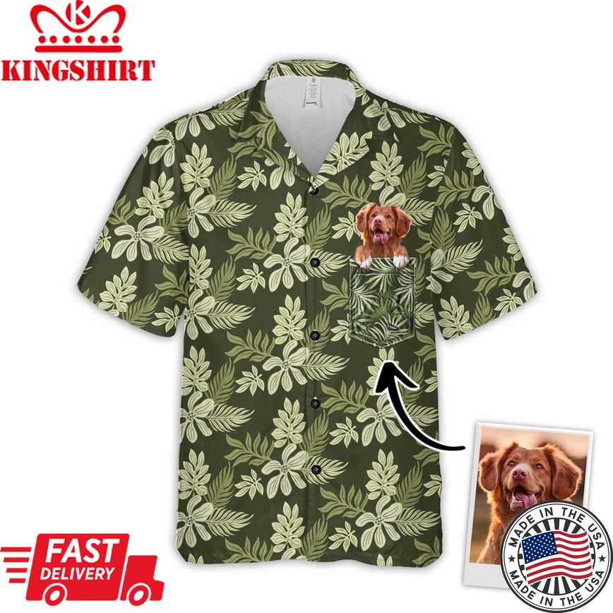 Personalized Gift For Pet Lovers Sunflower & Green Pattern Hawaiian Shirt