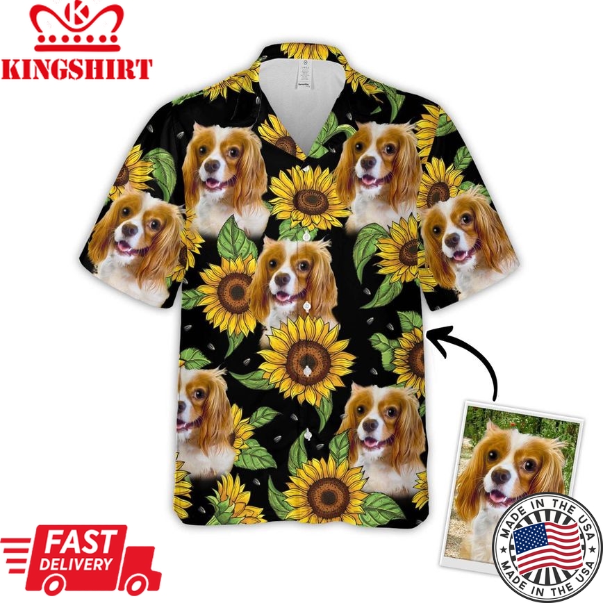 Personalized Gift For Pet Lovers Sunflower & Leaves Pattern Hawaiian Shirt